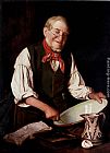 Charles Spencelayh Famous Paintings - Mixing The Pudding